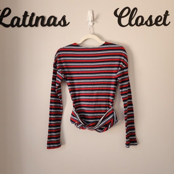 Free People Always With Me Striped Wrap Long Sleeve Top Size‎ Medium - Picture 6 of 10